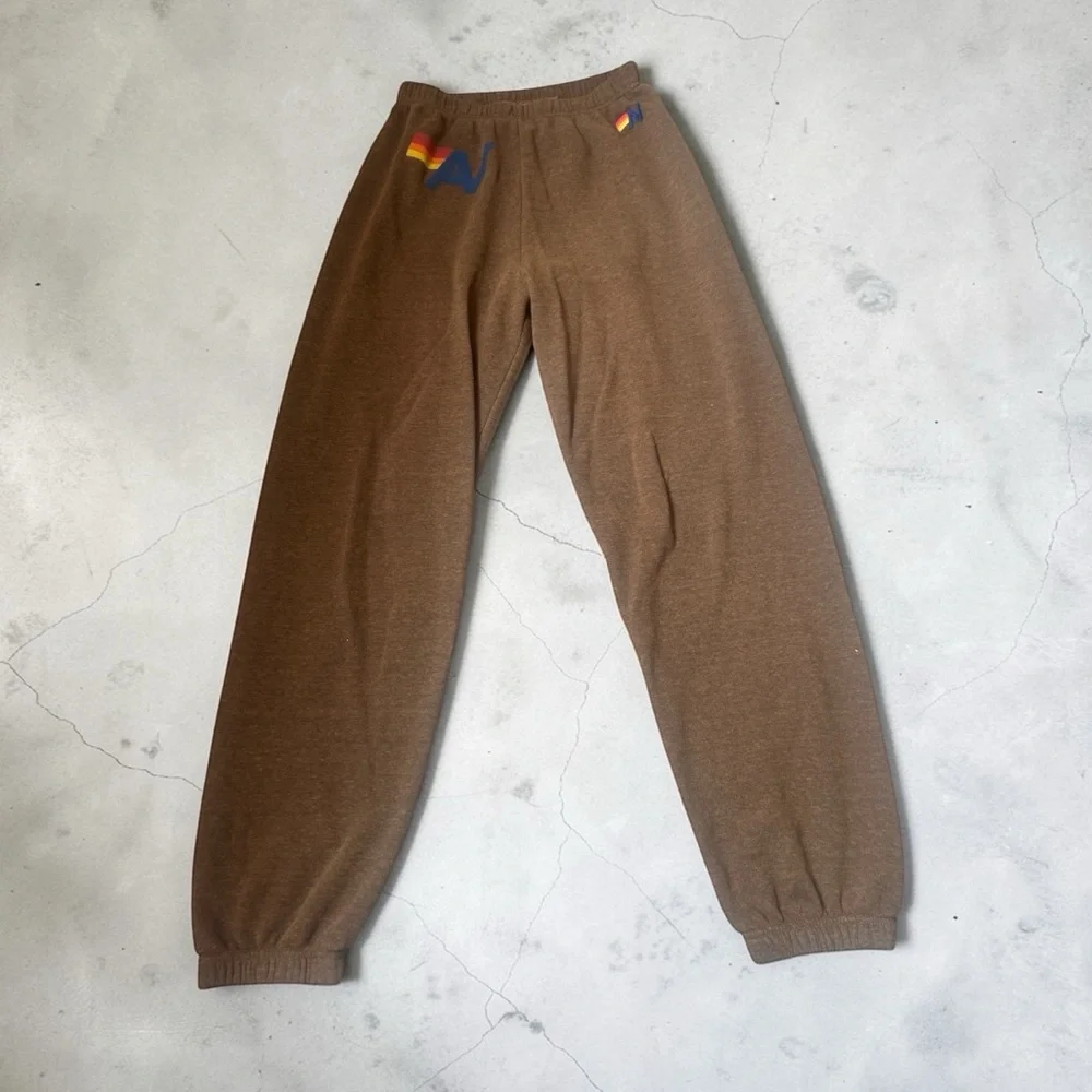 Aviator Nation Logo Brown Sweat pants size M NWOT - Picture 2 of 5